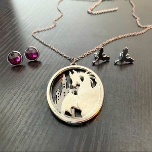 Disney Maleficent Necklace and Earrings Set